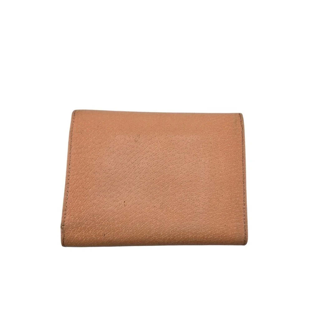 Fendi Peach Leather FF Logo Buckle Trifold Wallet Gold Hardware Compact